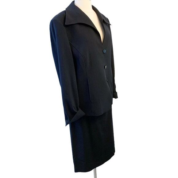 LOUIS FERAUD Black Two Piece Suit Skirt Blazer Jacket 46/14 - Picture 2 of 16